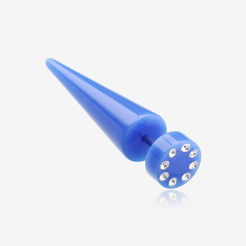 A Pair of Multi Gem Solid Acrylic Faux Taper Earring-Blue